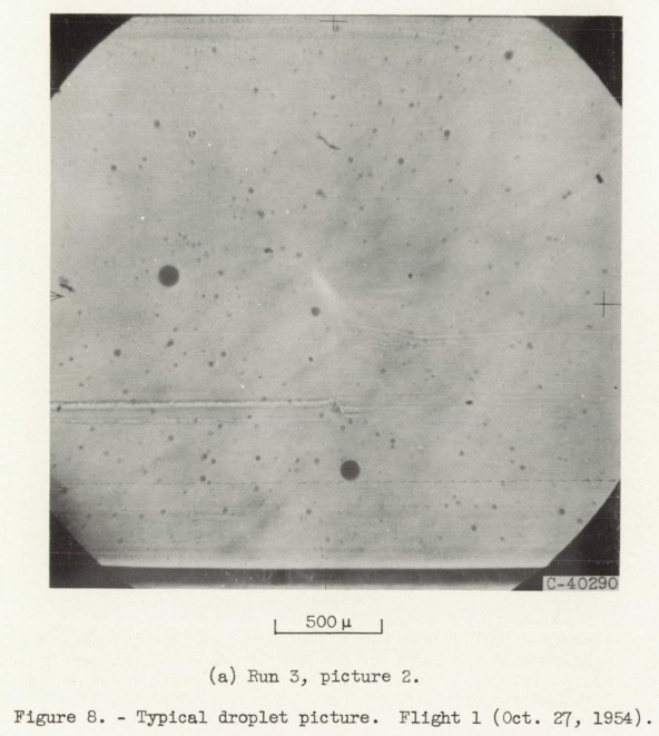 Figure 8 from NACA-TN-3592. Typical droplet picture. Flight 1 (October 27, 1954).